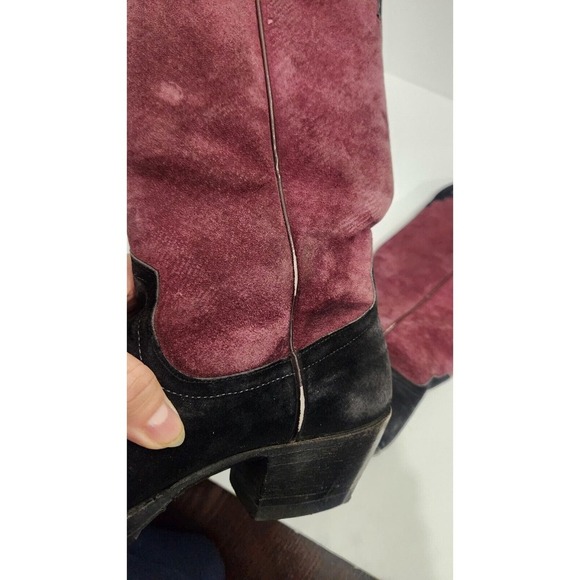 Anderson Bean 4170C Suede Cabernet Black Womens Western Boots Size 4 Made In USA - Picture 6 of 14
